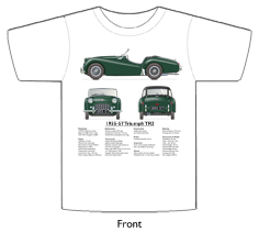 Triumph TR3 1955-57 (wire wheels) T-shirt Front